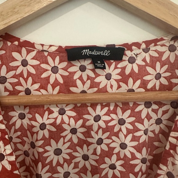 Madewell Red Floral Mini Dress wrap size M - Picture 5 of 7